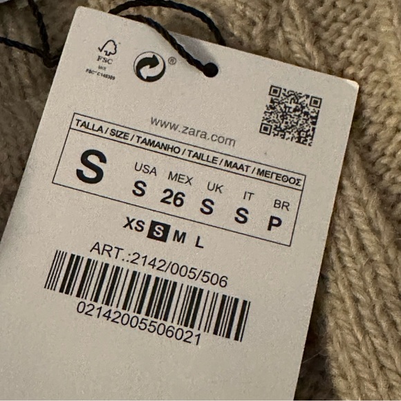 Zara Rib Knit Crop Sweater Size Small - Picture 5 of 5